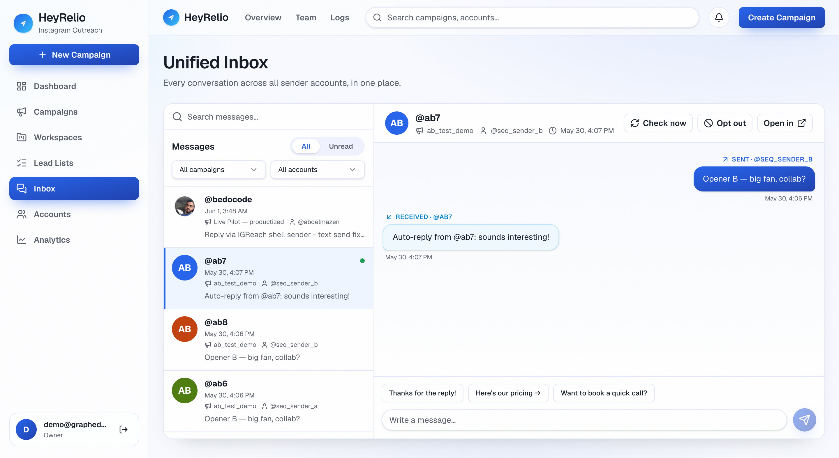 HeyRelio: Manage the replies